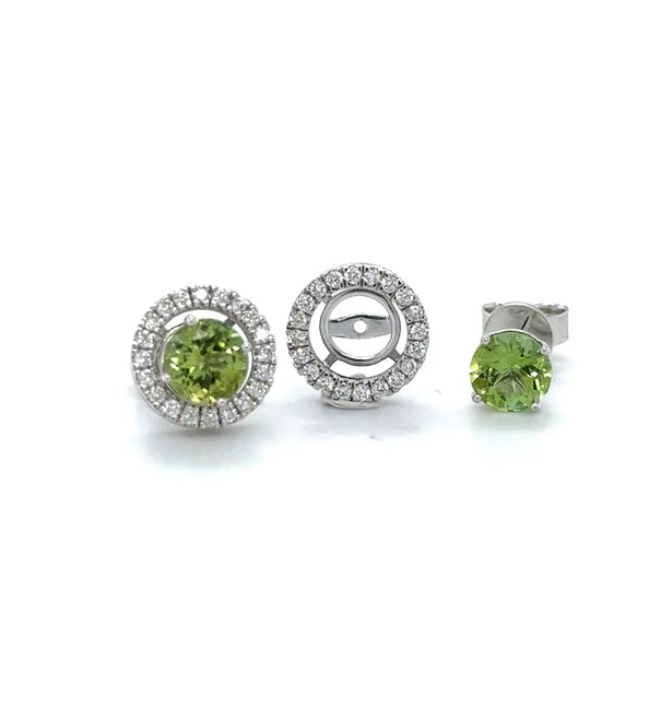 14KT WHITE GOLD GREEN TOURMALINE AND DIAMOND EARRING