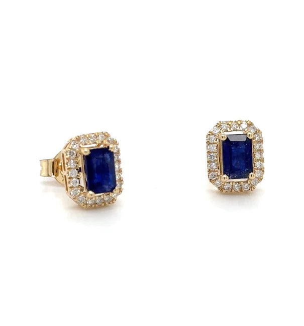 14KT YELLOW GOLD SAPPHIRE AND DIAMONDS EARING