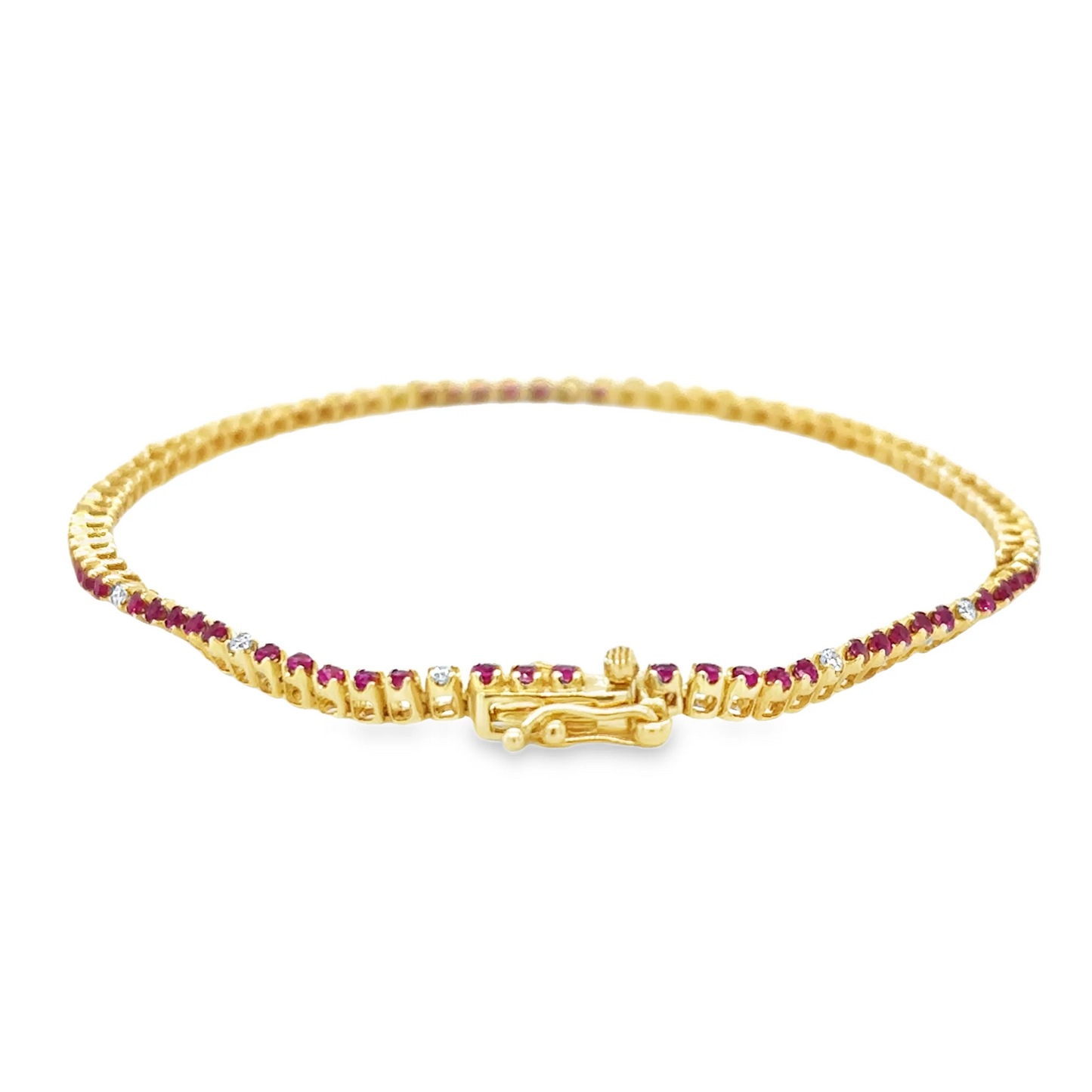 14KT GOLD DIAMOND AND RUBY BRACELET