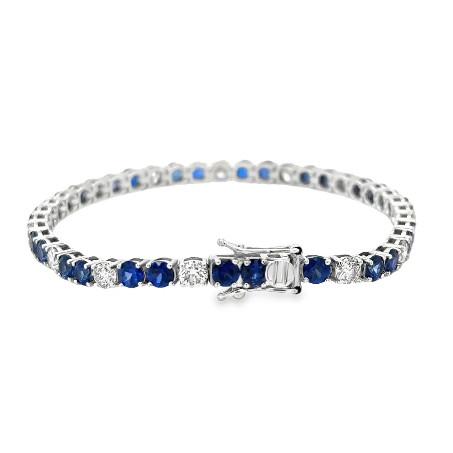 14KT GOLD DIAMOND AND BLUE SAPPHIRE BRACELET