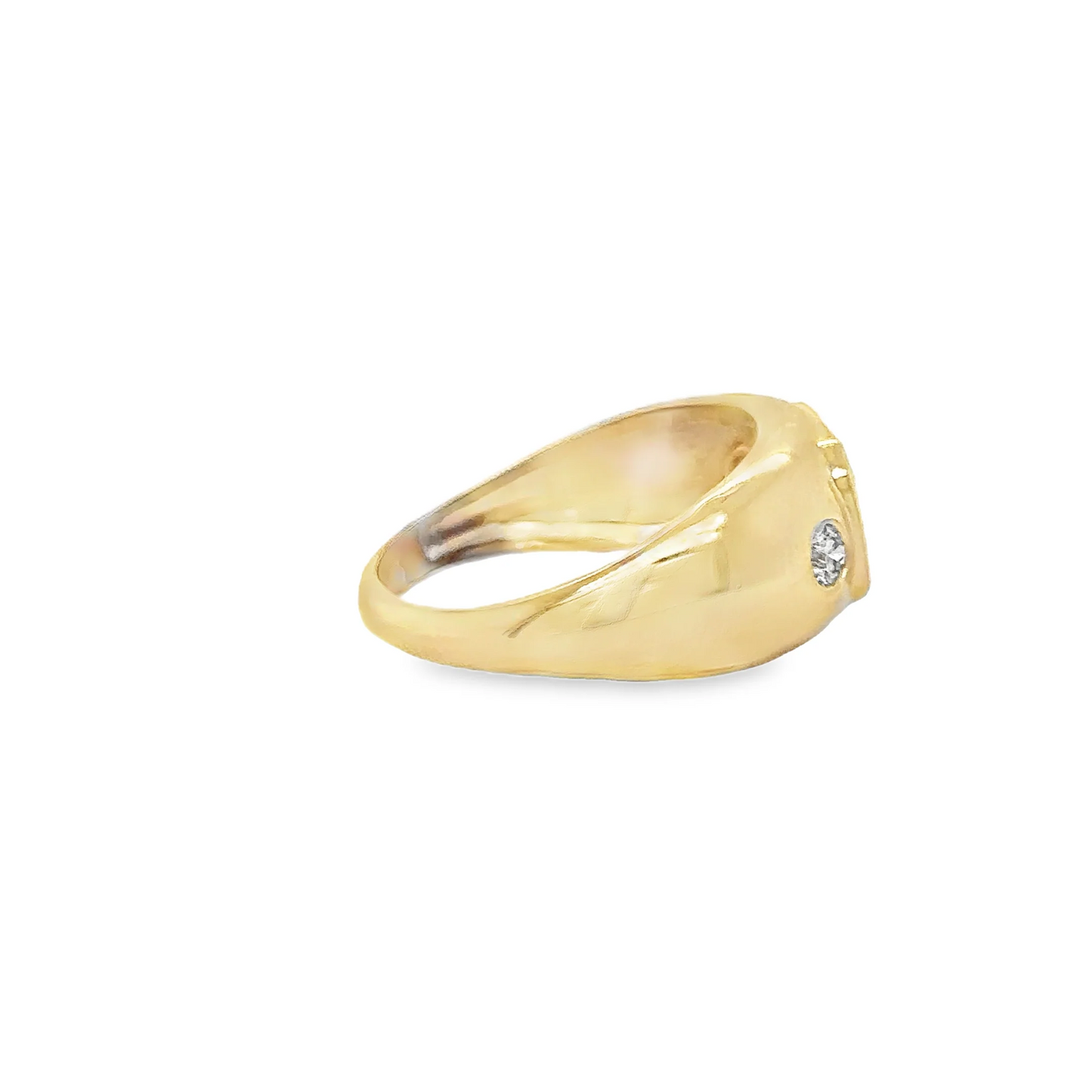 14KT YELLOW GOLD GARNET RING WITH DIAMONDS
