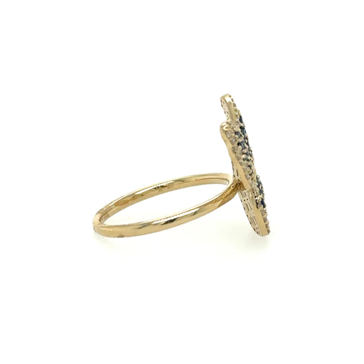 YELLOW GOLD BUTTERFLY RING WITH SAPPHIRE AND DIAMONDS