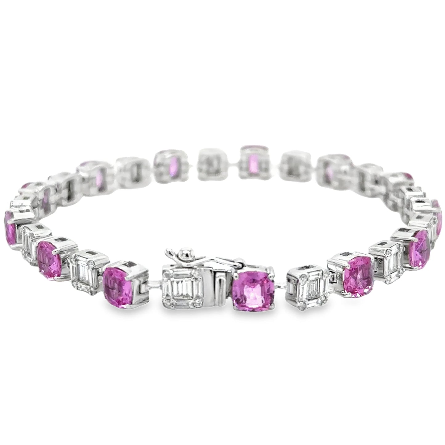 18KT WHITE GOLD PINK SAPPHIRE AND DIAMONDS BRACELET