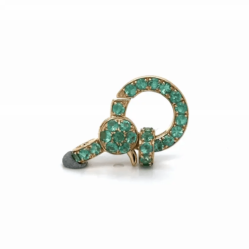 14KT YELLOW GOLD EMERALD LOBSTER LOCK