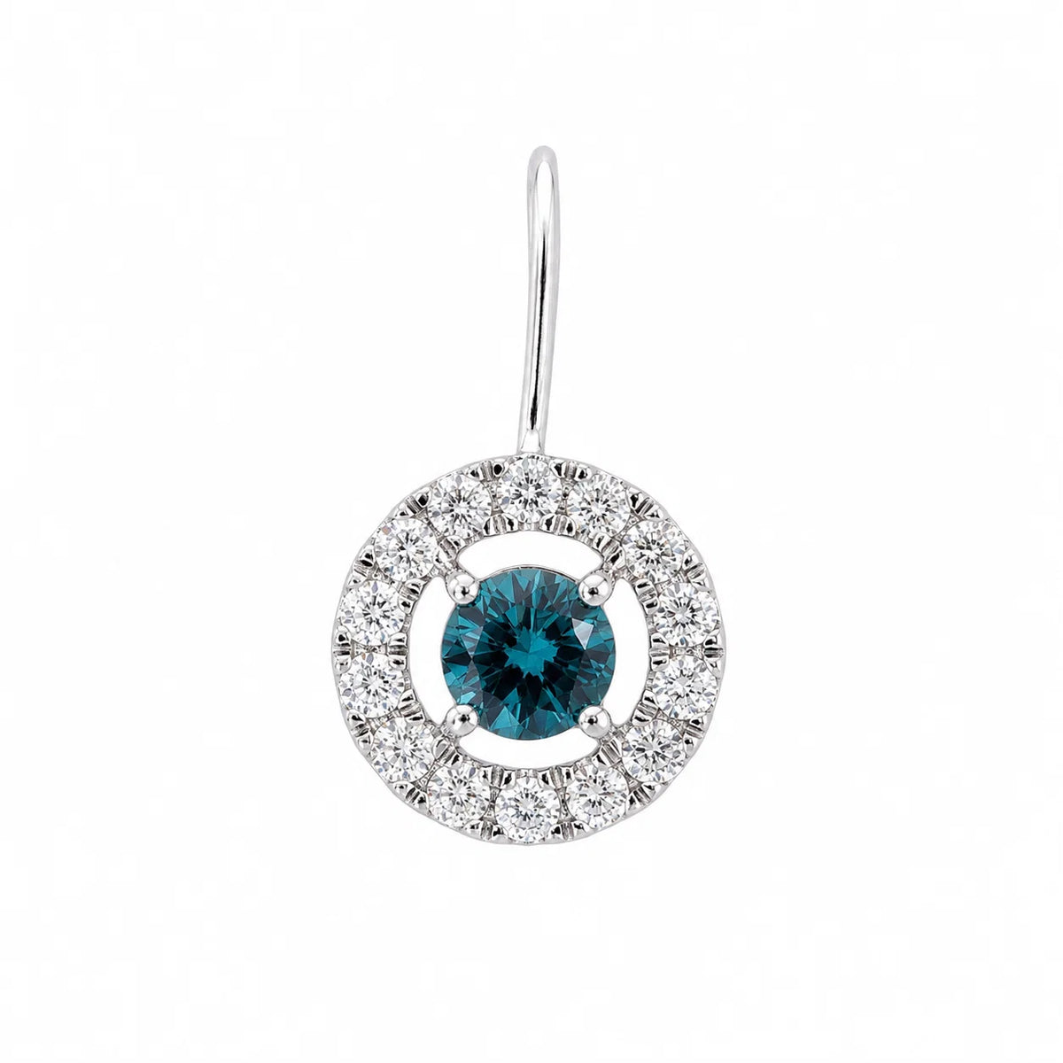 14KT GOLD WHITE AND BLUE DIAMOND EARRING PENDANT