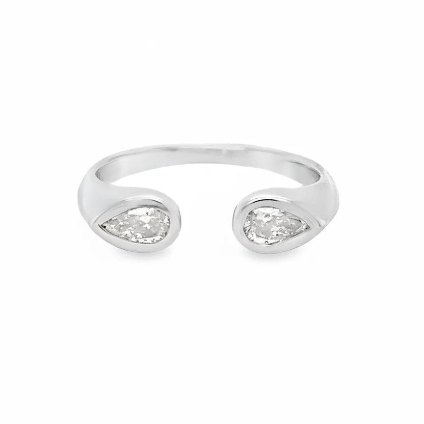 14KT GOLD PEAR SHAPE DIAMOND OPEN ENDED RING