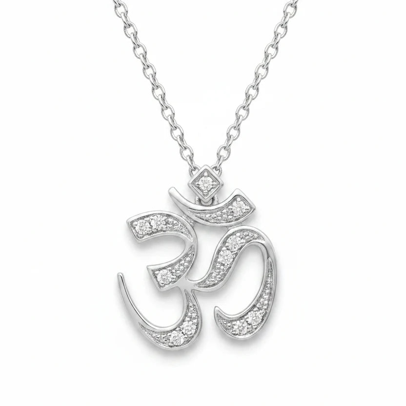 18KT GOLD DIAMOND OHM NECKLACE