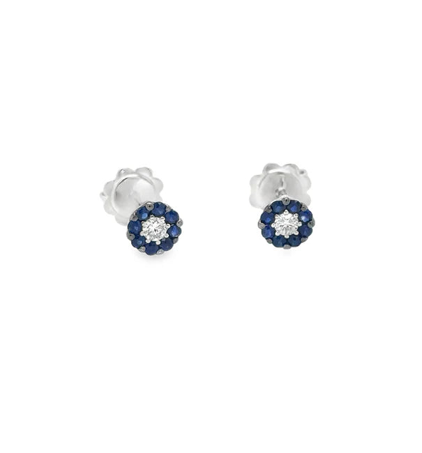 18KT WHITE GOLD SAPPHIRE AND DIAMOND EARRING