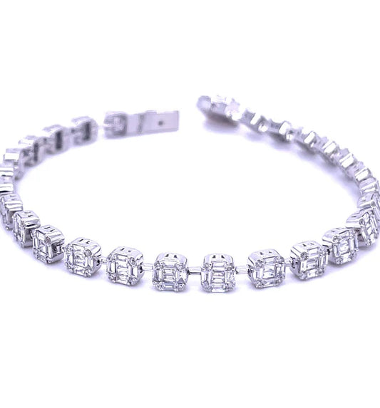 18KT WHITE GOLD DIAMOND BAGUETTE BRACELET