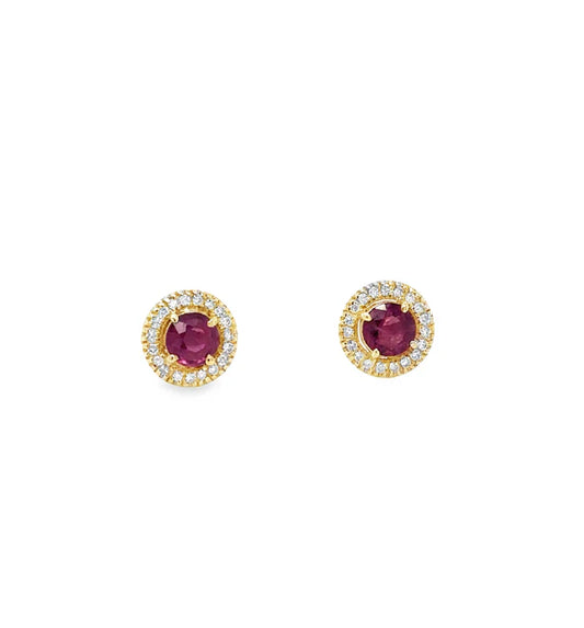 14KT YELLOW GOLD RUBY AND DIAMONDS EARRING