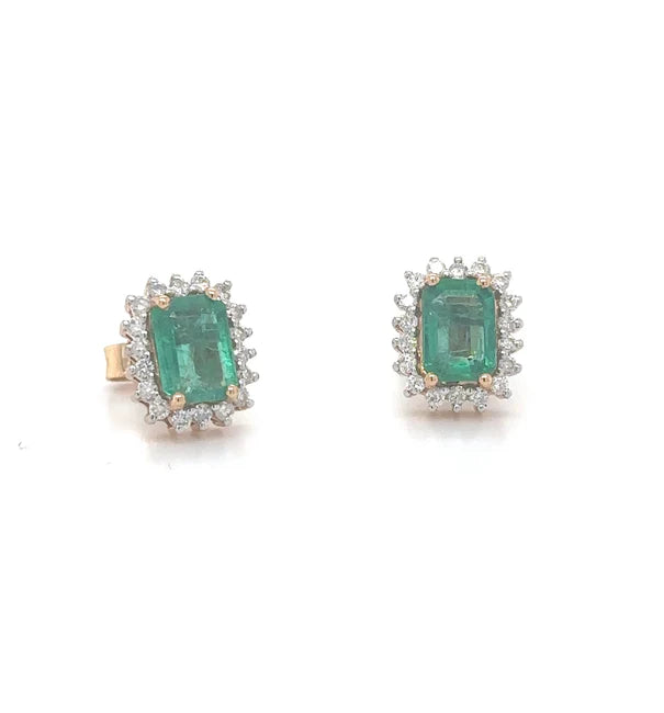 18KT ROSE GOLD EMERALD AND DIAMONDS EARRING