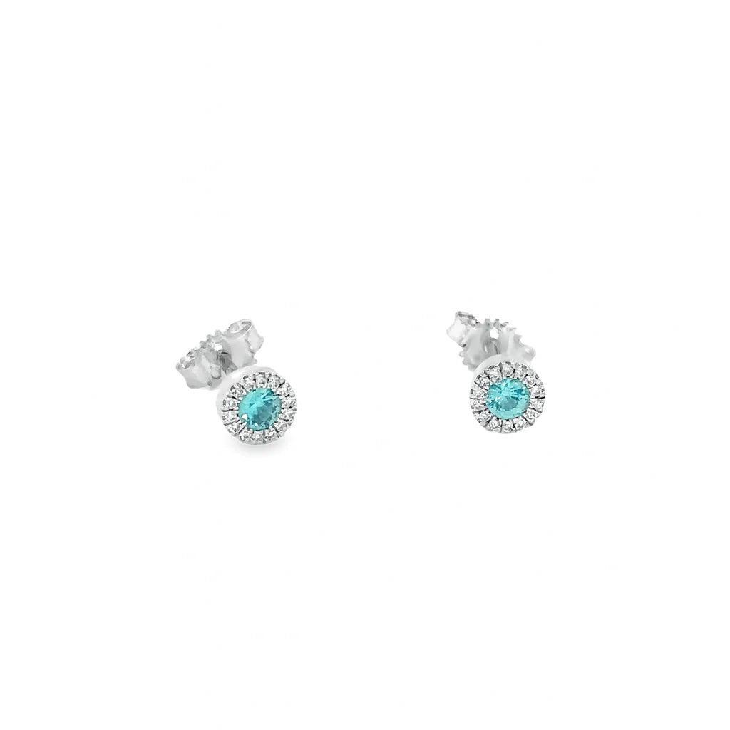 14K GOLD AND WHITE GOLD AQUAMARINE AND DIAMOND EARRING