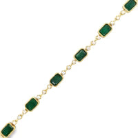 14KT YELLOW GOLD EMERALD AND DIAMONDS BRACELET