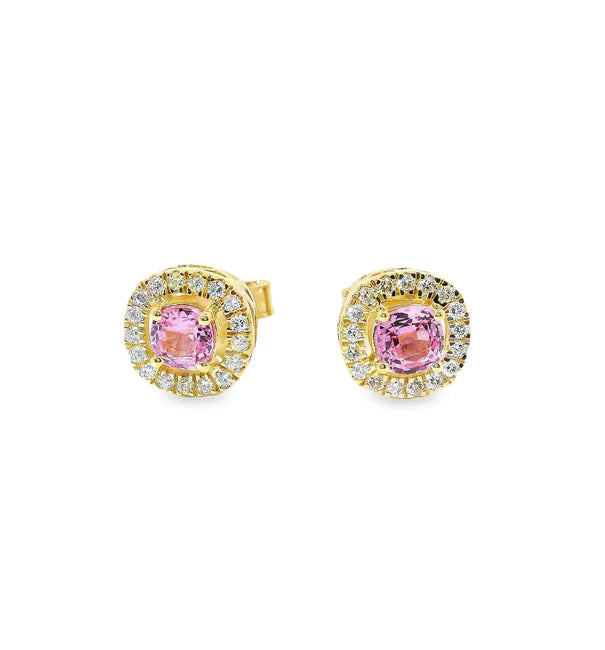 14KT GOLD PINK SAPPHIRE AND DIAMONDS EARRING