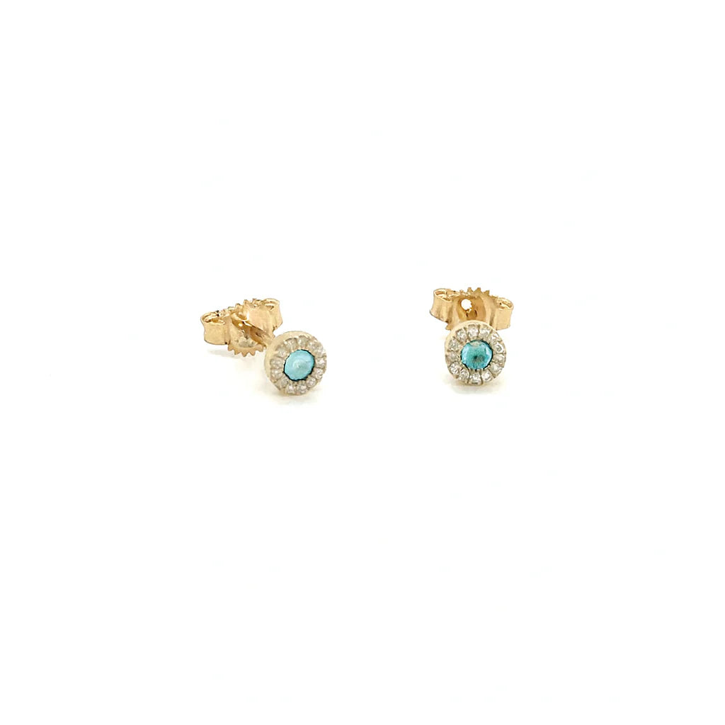 14K GOLD AND WHITE GOLD AQUAMARINE AND DIAMOND EARRING