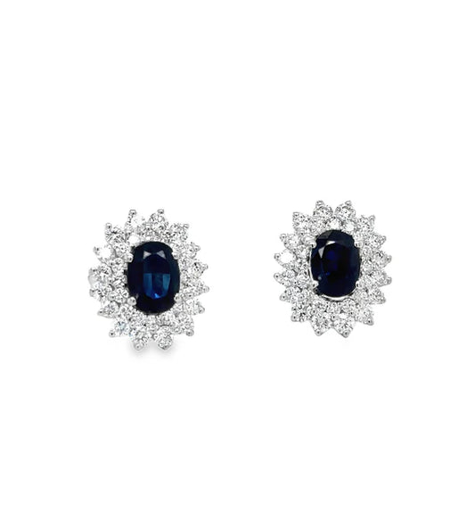 18KT WHITE GOLD SAPPHIRE AND DIAMONDS EARRING