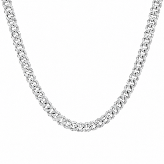 14KT WHITE GOLD DIAMOND CUBAN NECKLACE