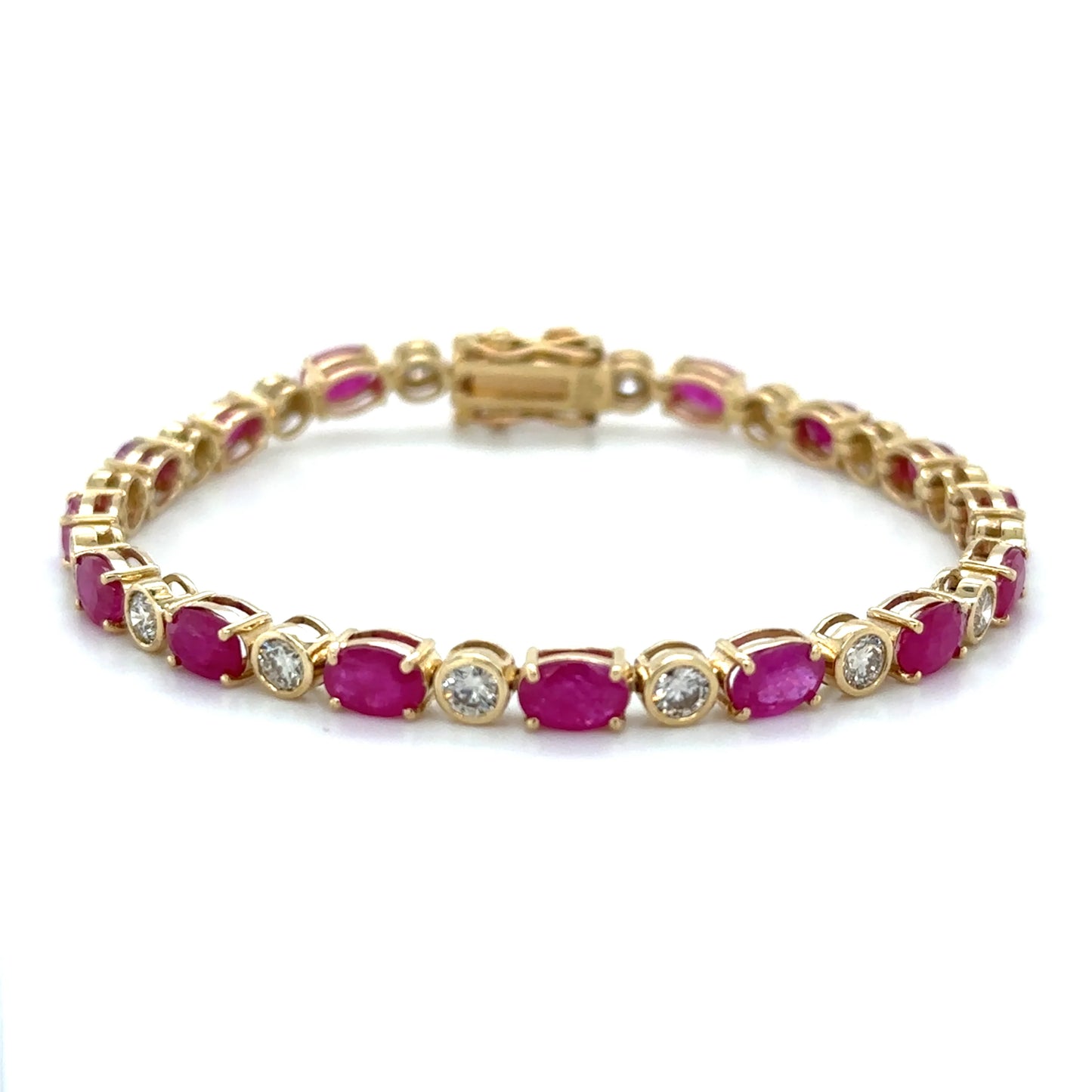 14KT YELLOW GOLD RUBY AND DIAMONDS BRACELET