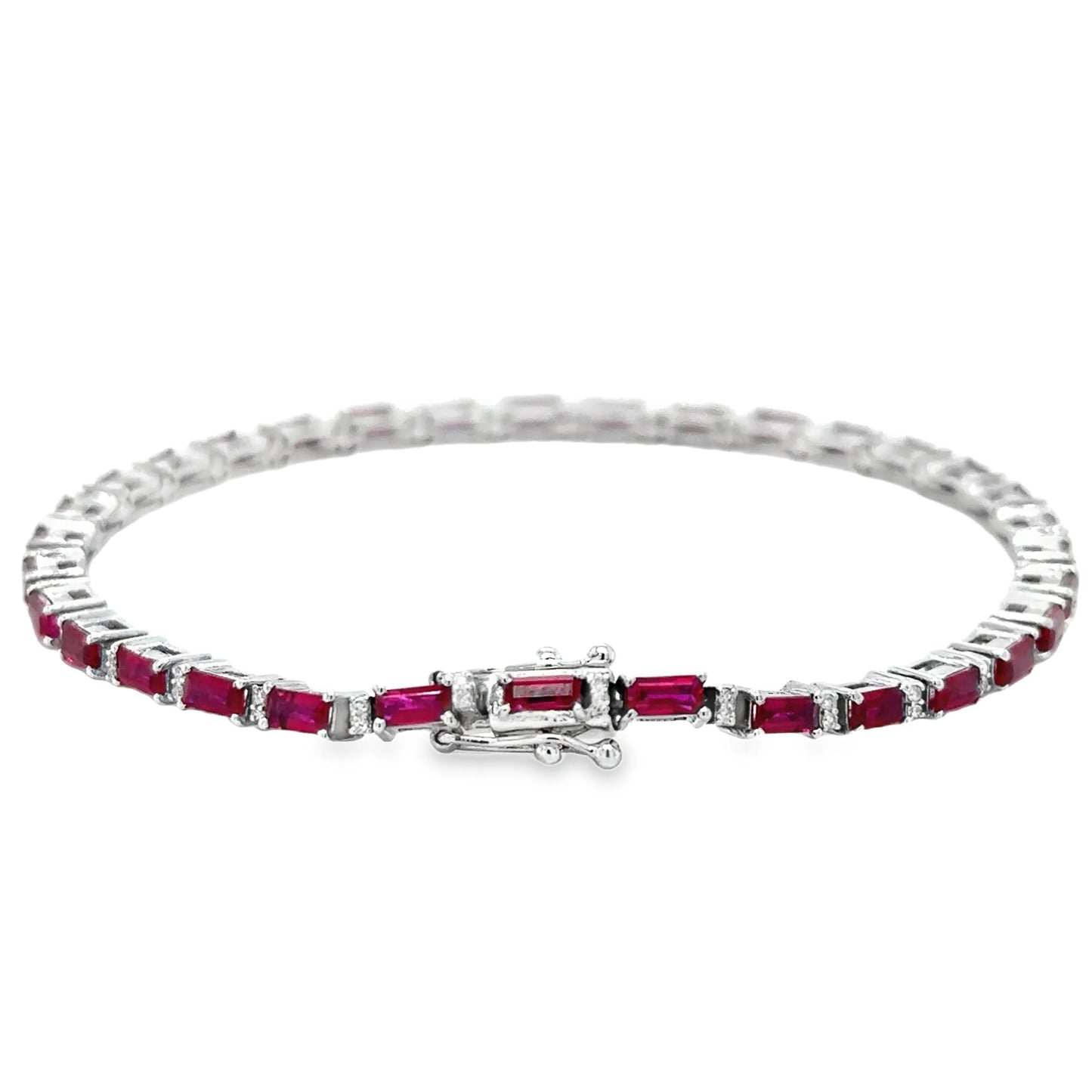 18KT WHITE GOLD RUBY AND DIAMOND BRACELET