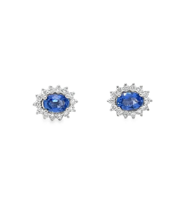 18KT WHITE GOLD SAPPHIRE AND DIAMONDS EARRING