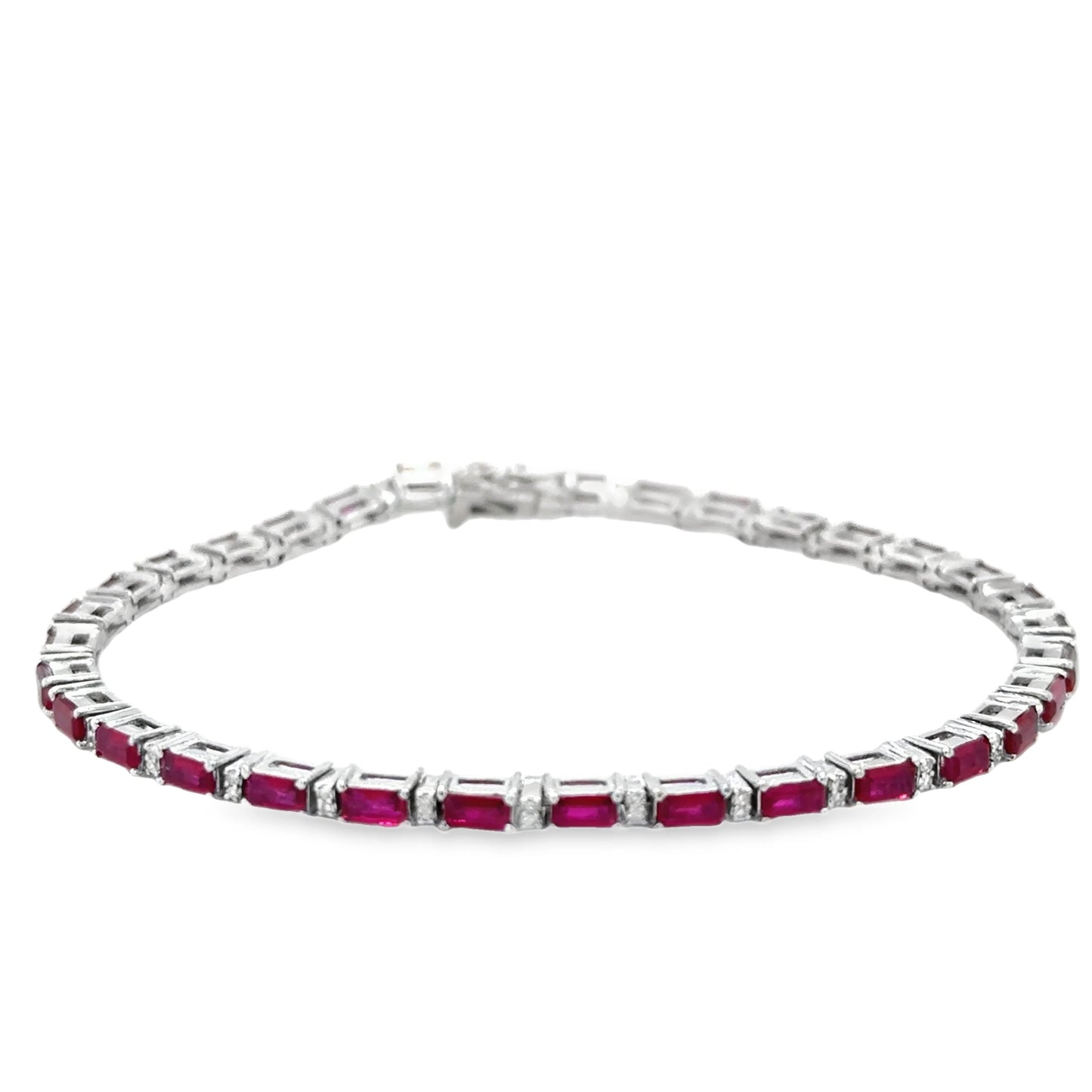 18KT WHITE GOLD RUBY AND DIAMOND BRACELET
