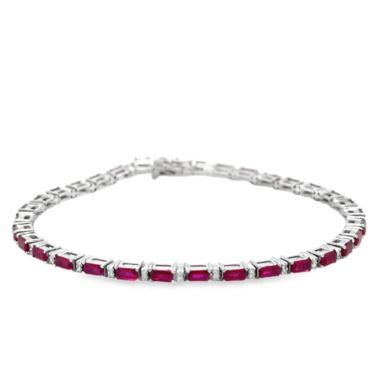 18KT WHITE GOLD RUBY AND DIAMOND BRACELET