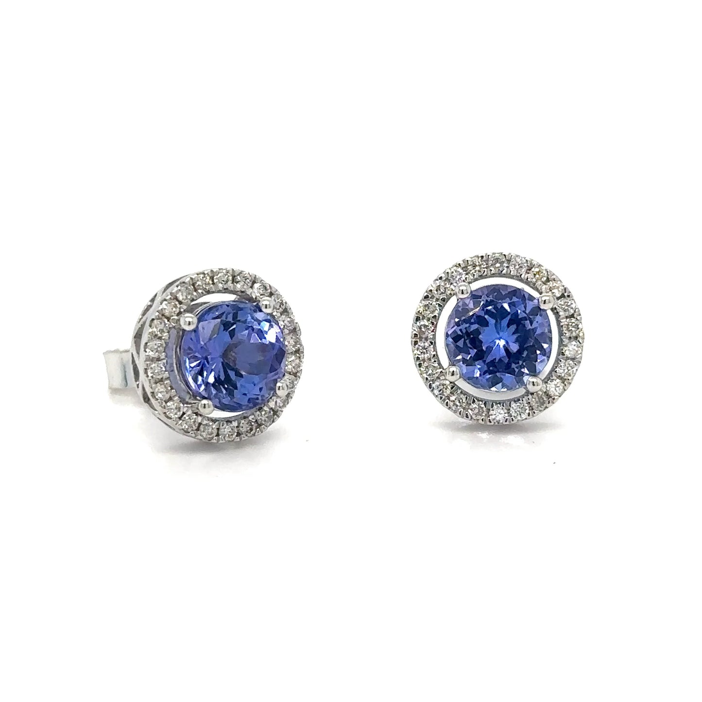 14KT WHITE GOLD TANZANITE AND DIAMOND EARRING