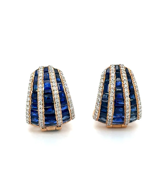 18KT ROSE GOLD SAPPHIRE AND DIAMONDS EARRING
