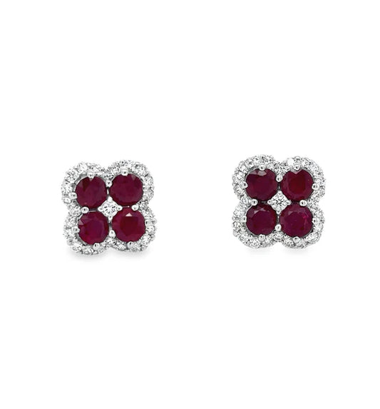 18KT WHITE GOLD RUBY AND DIAMONDS EARRING