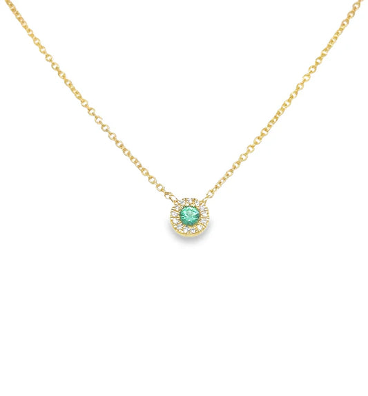 14K GOLD EMERALD AND DIAMONDS NECKLACE