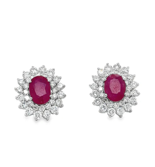 18KT WHITE GOLD RUBY AND DIAMONDS EARRING