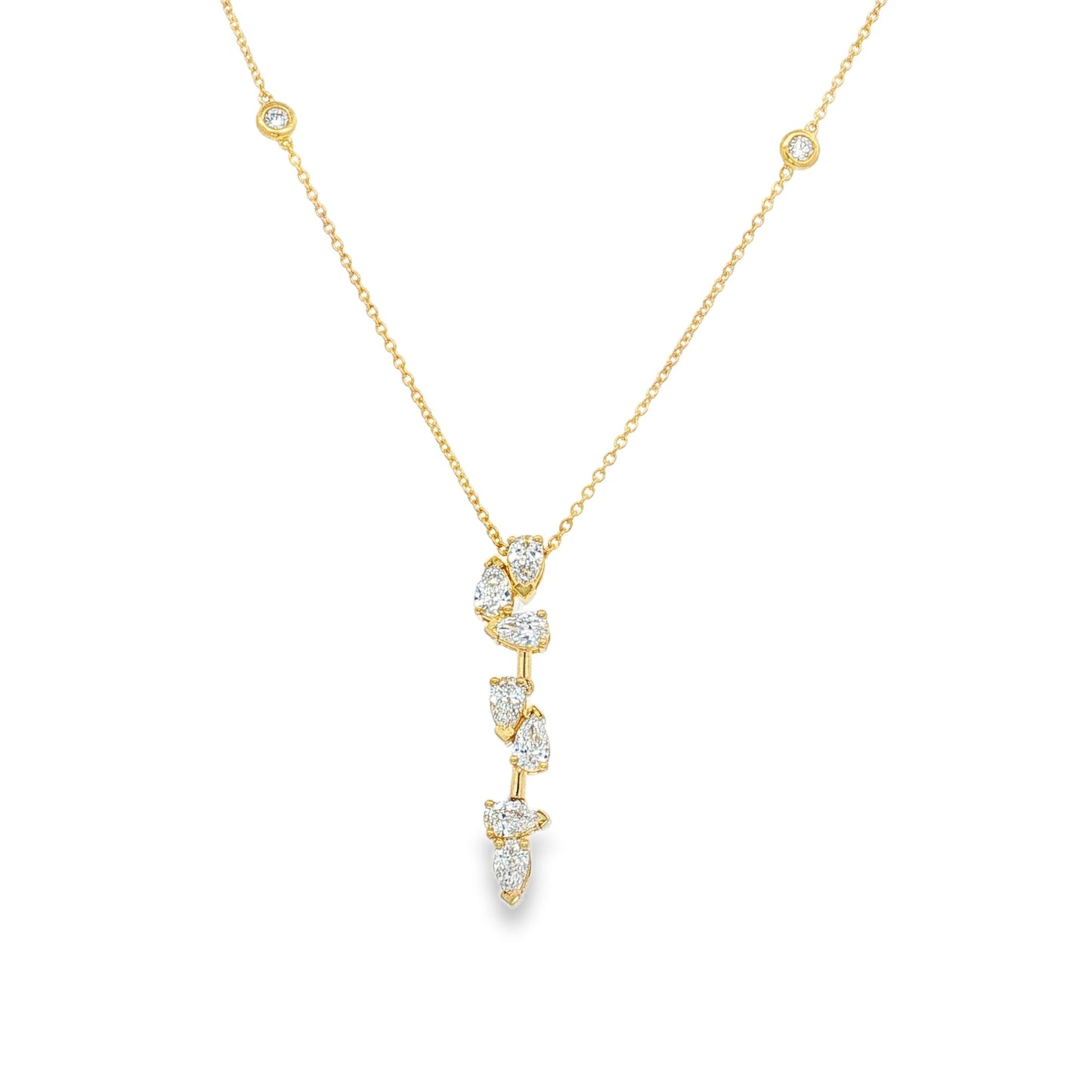14KT GOLD DIAMOND LINEAR DROP NECKLACE