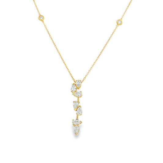 14KT GOLD DIAMOND LINEAR DROP NECKLACE