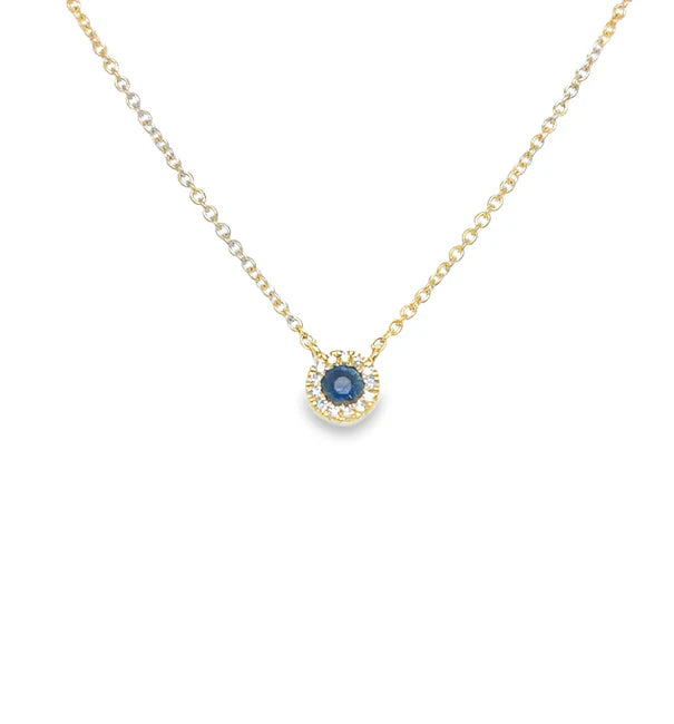 14K GOLD BLUE SAPPHIRE AND DIAMONDS NECKLACE