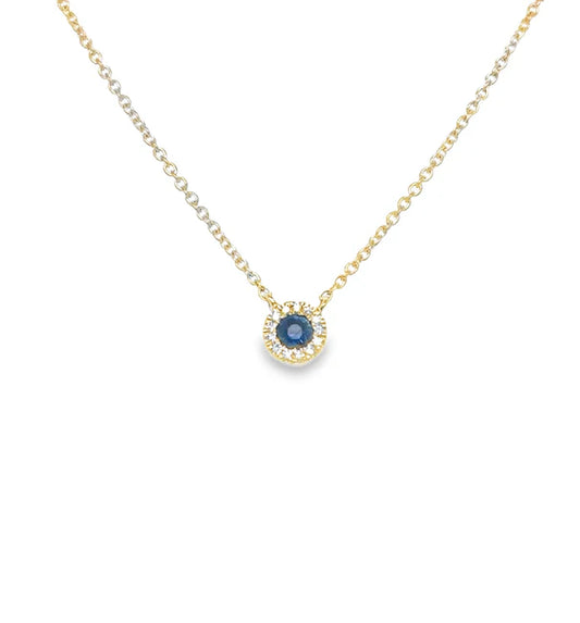 14K GOLD BLUE SAPPHIRE AND DIAMONDS NECKLACE