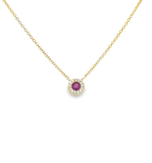 14K GOLD RUBY AND DIAMONDS NECKLACE