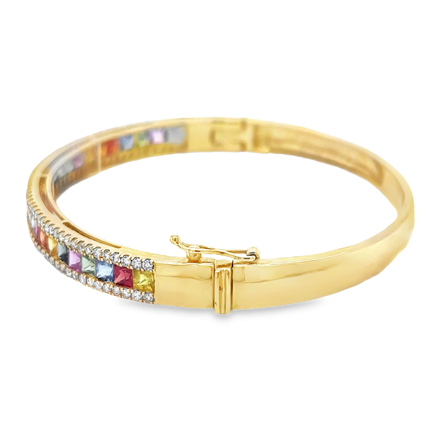 14KT YELLOW GOLD MULTI SAPPHIRE AND DIAMOND BRACELET