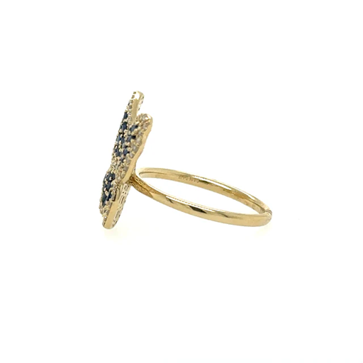 YELLOW GOLD BUTTERFLY RING WITH SAPPHIRE AND DIAMONDS