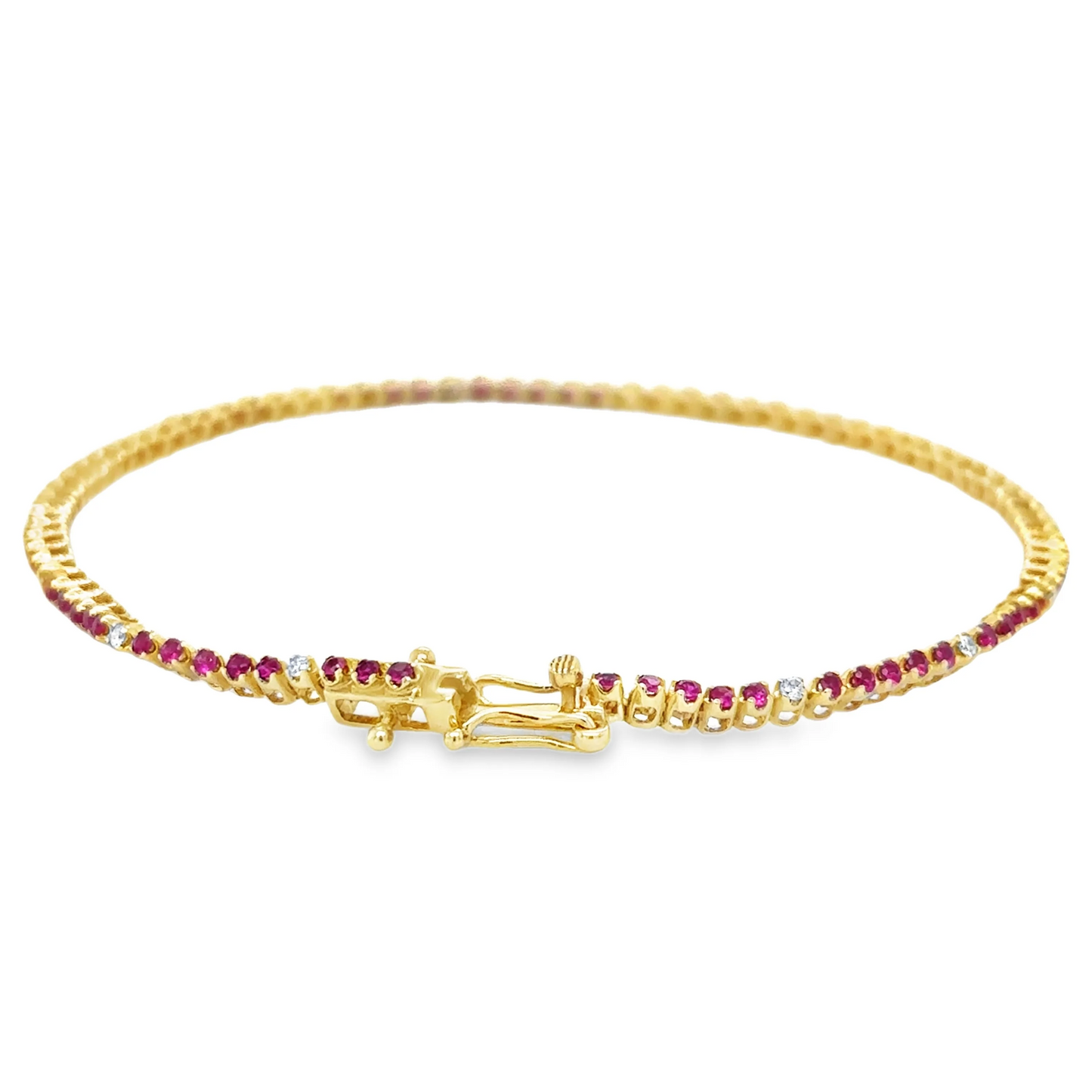 14KT GOLD DIAMOND AND RUBY BRACELET