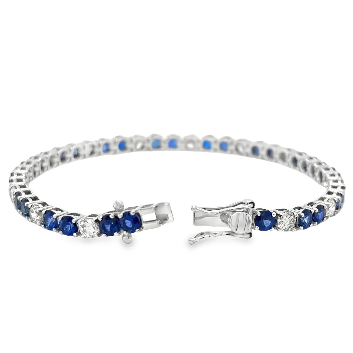 14KT GOLD DIAMOND AND BLUE SAPPHIRE BRACELET