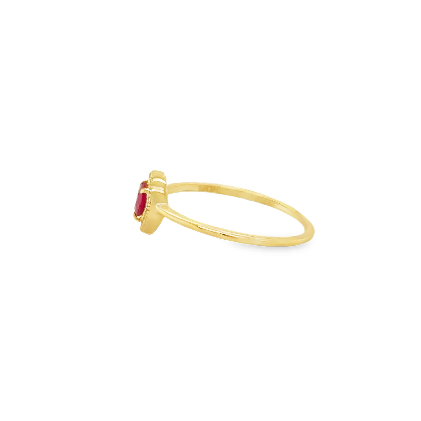 14KT YELLOW GOLD HEART SHAPE RUBY AND DIAMONDS RING