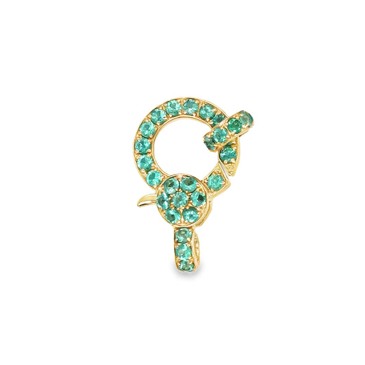 14KT YELLOW GOLD EMERALD LOBSTER LOCK