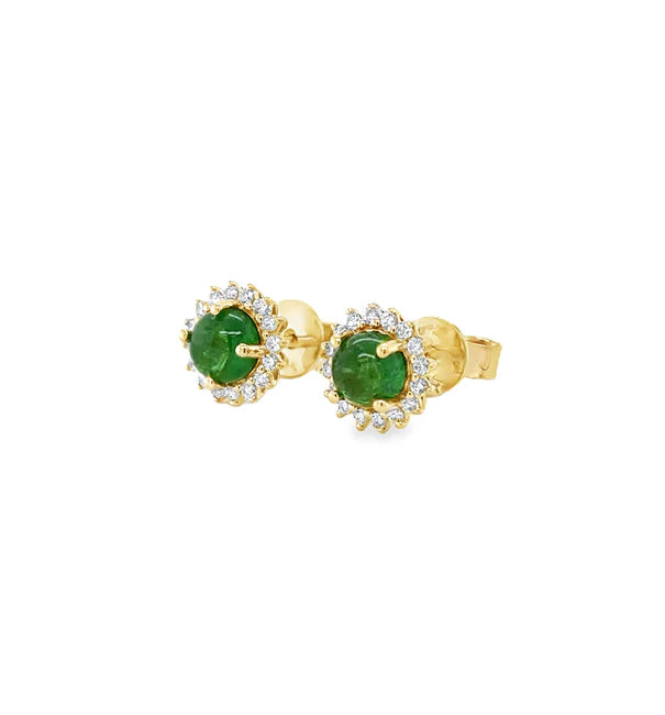 14KT YELLOW GOLD TSAVORITE AND DIAMONDS EARRING