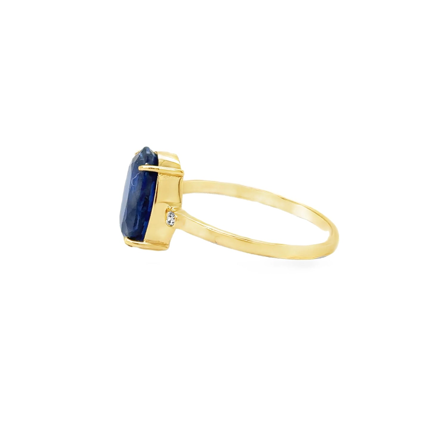 14KT YELLOW GOLD KYANITE AND DIAMONDS RING