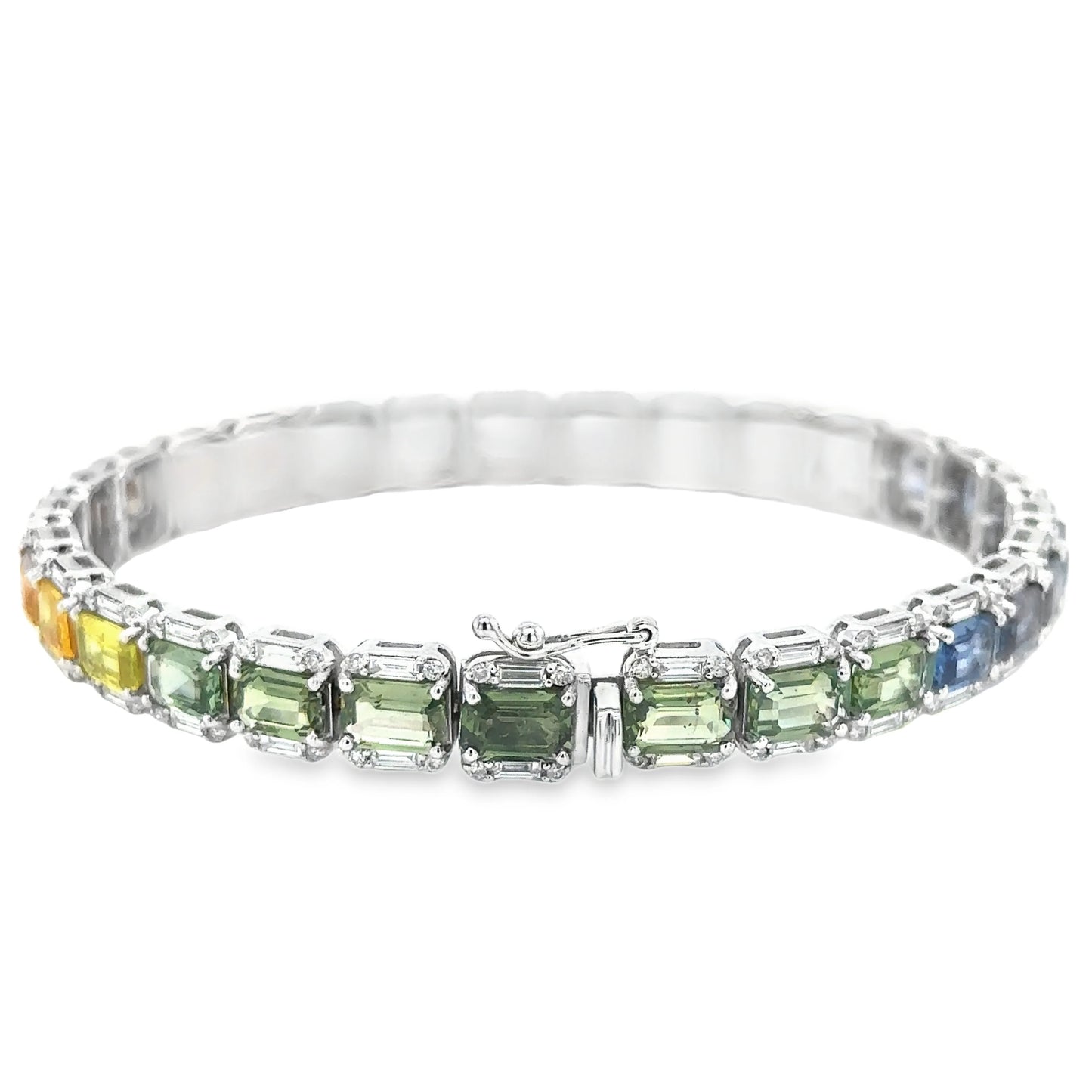 18KT WHITE GOLD MULTI SAPPHIRE AND DIAMONDS BRACELET
