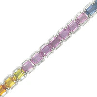 18KT WHITE GOLD MULTI SAPPHIRE AND DIAMONDS BRACELET
