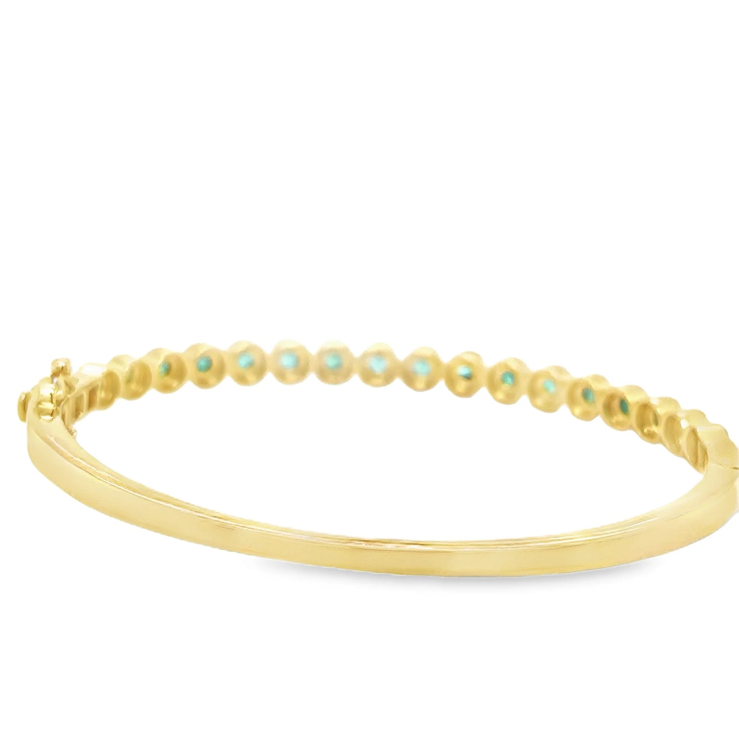 14KT YELLOW GOLD EMERALD AND DIAMONDS BANGLE