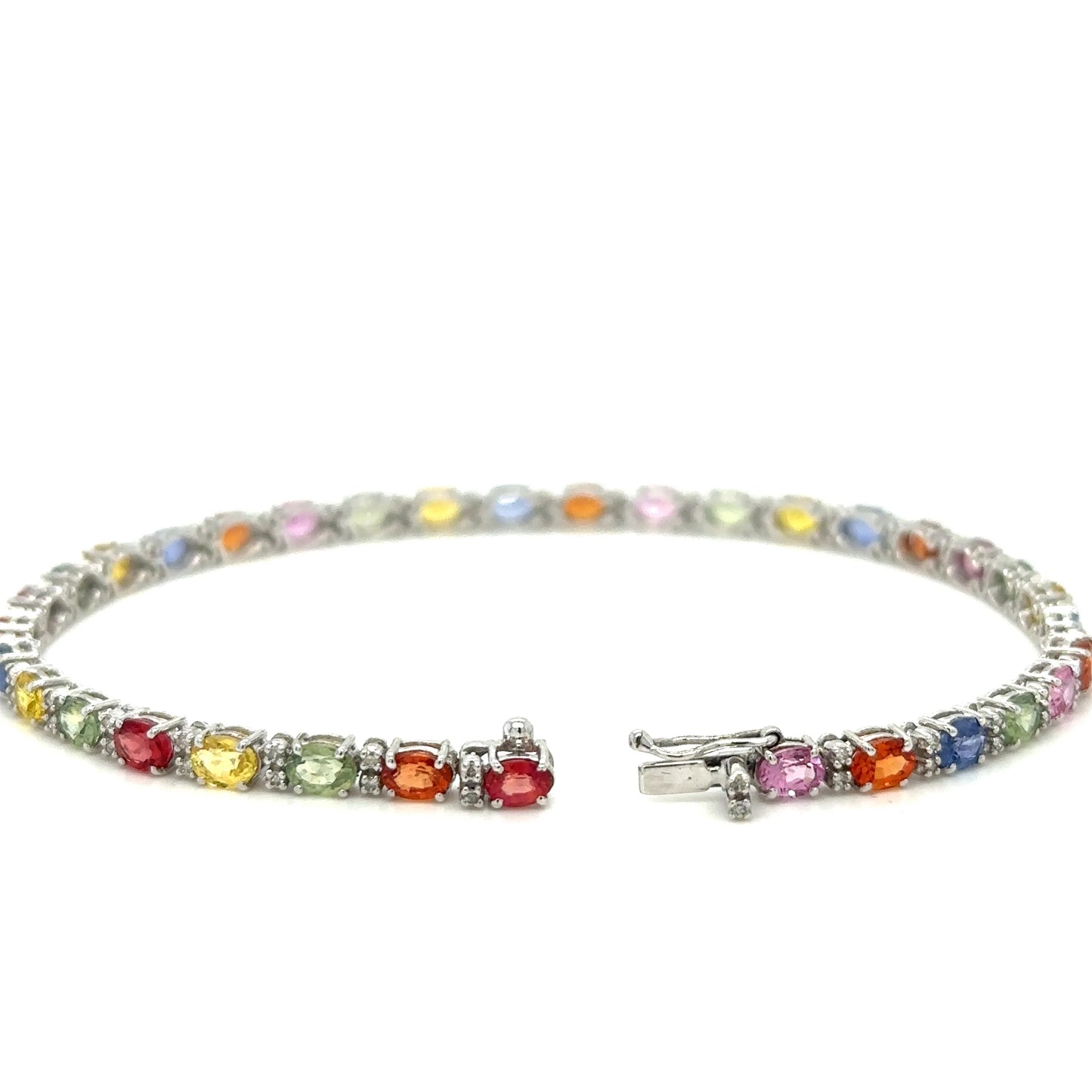 18K WHITE GOLD MULTI SAPPHIRE AND DIAMONDS BRACELET