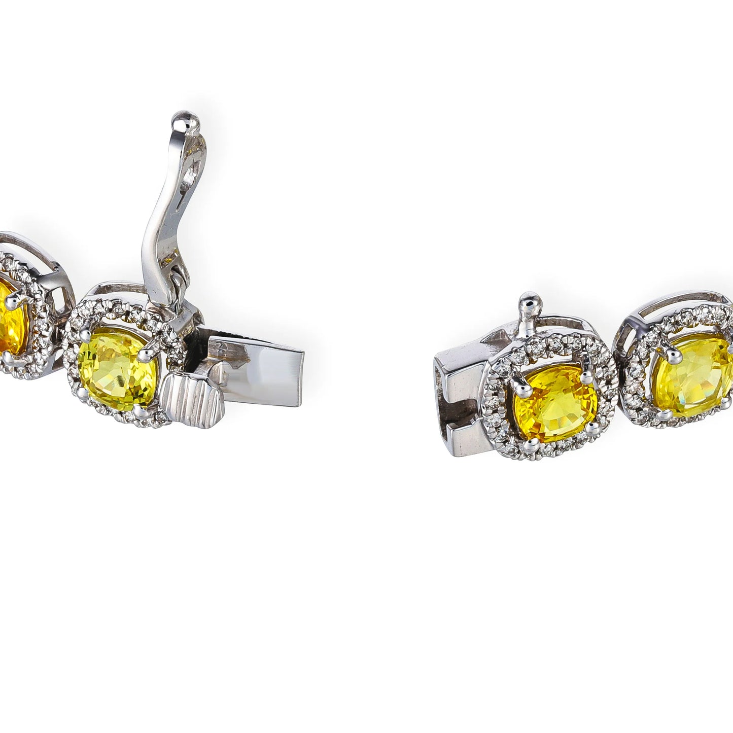 14KT DIAMOND YELLOW SAPPHIRE CUSHION SHAPE BRACELET