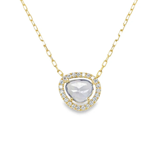 14KT YELLOW GOLD ROSE CUT SAPPHIRE AND DIAMONDS NECKLACE